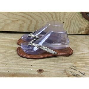 Mystique Boutique Sandals 9 Leather Snake Skin Skull Rhinestone Thong Shoes